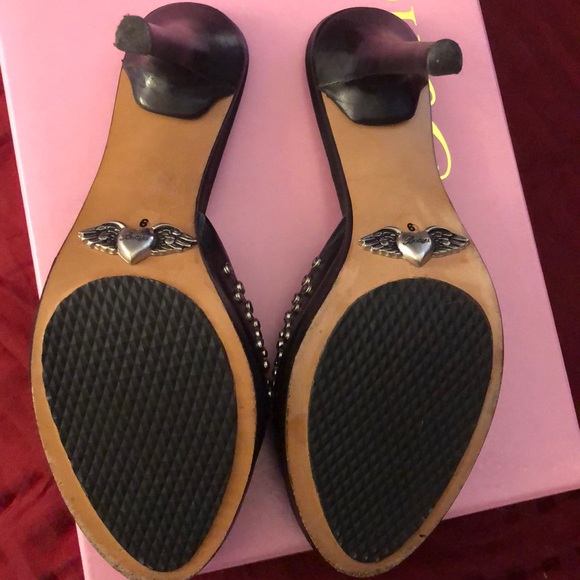 BRIDGET allure leather high heel sandals slides with Swarovski crystals Brazil - Picture 5 of 6